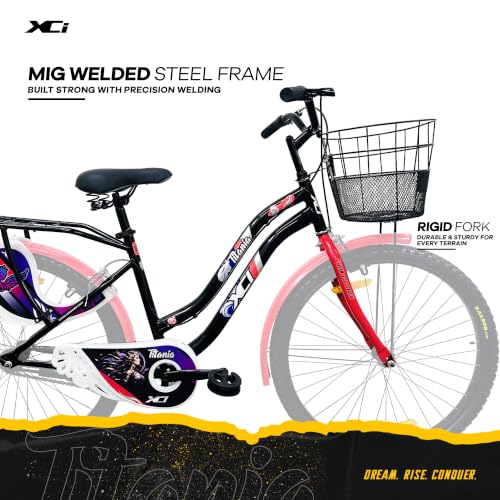 Image of XCi Titania 26T Women's Bicycle, 26-Inch Tyres, Single Speed, Non-Geared, Rigid Suspension, Calliper Brakes, Adult (12+ Years), 18 Inches Steel Frame, Black Pink