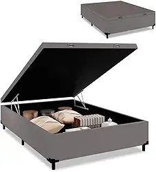 Cama Box com Baú Casal com 41cm de Altura com os Pés Prince Cinza