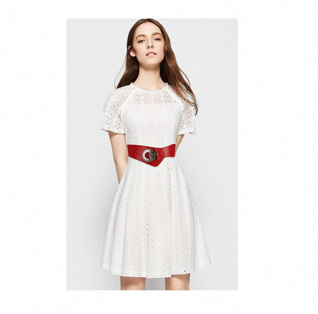 Ulalaza Women Vintage Wide Belt, Metal Pin Buckle Belt for Ladies' Decorative Skirts