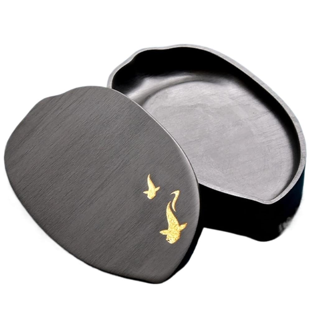 Tuschestein, 9,8 cm Kalligraphie Naturstein Inkstone Arbeitszimmer Ink Box Pinsel Copybook Werkzeug