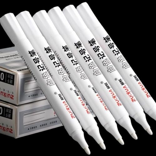 Image of like it 5pcs Waterproof White Permanent Paint Pen Fine | Oily Marker Pens for Rock Painting, Stone, Canvas, Glass, Metal, Ceramic & Tire | Perfect for Artistic Creations