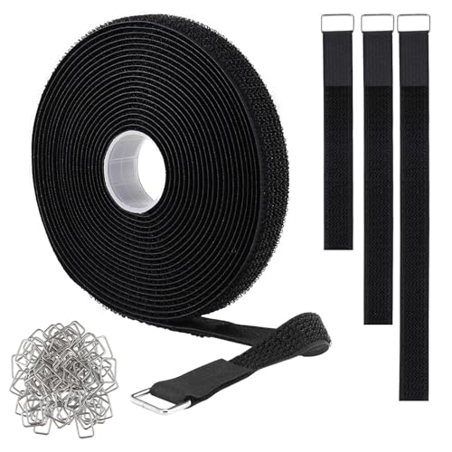 Klettband selbstklebend 2cmx10m mit 50 Metallschnallen, Extra Stark Haftend, Freie Schnittlänge,für klett kabelbinder,Familie,Arbeitszimmer,camping zubehör