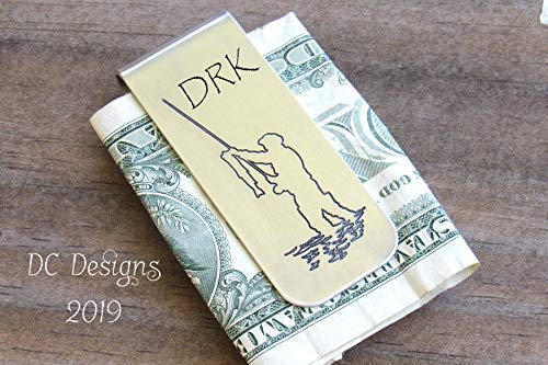 Fly Fishing Money Clip, Various Metals, Customize with Wording on Bothsides2