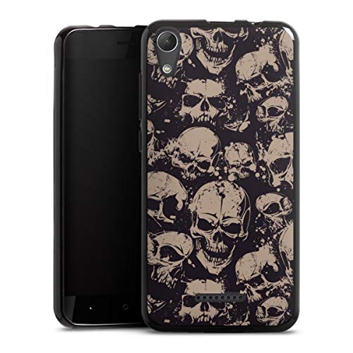 DeinDesign Coque en Silicone Compatible avec Wiko Lenny 4 Ã‰Tui Silicone Coque Souple Gothique Tête de Mort Halloween
