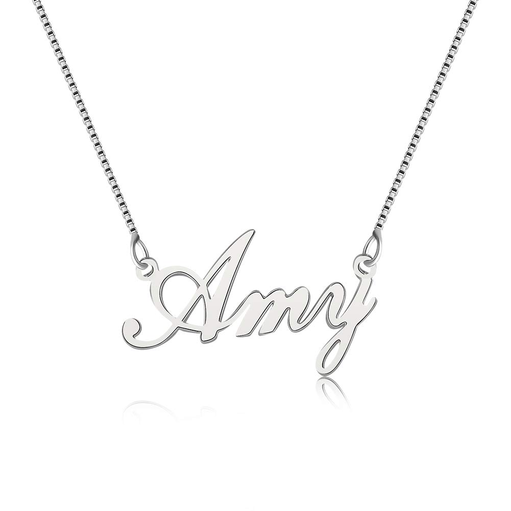 Lutilo 925 Sterling Sliver Custom Name Necklace Personalized Initial Necklaces Pendant Jewelry Gift for Her, Metal