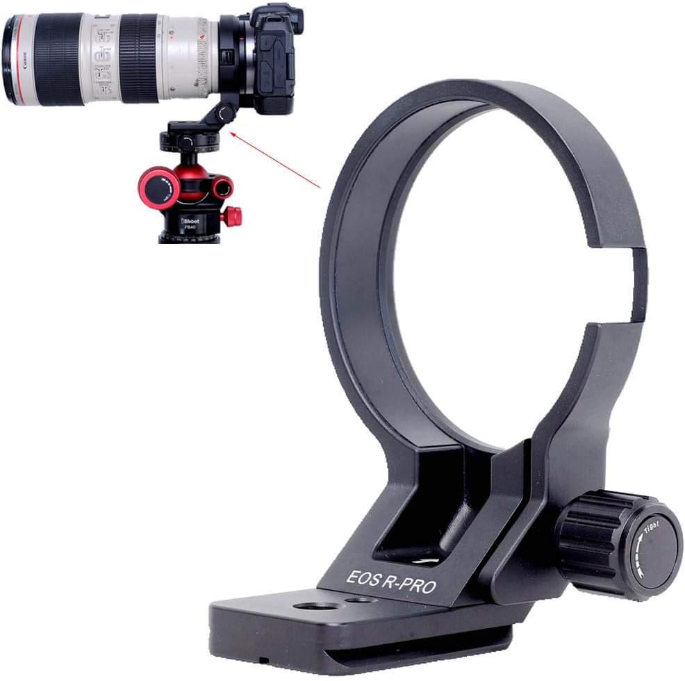 Metal Tripod Mount Ring Lens Collar Compatible with Canon EF-EOS R Mount Converter Adapter Ring Basic Model, Lens Support Holder Bracket Bottom is Arca-Swiss Fit Quick Release Plate Feature