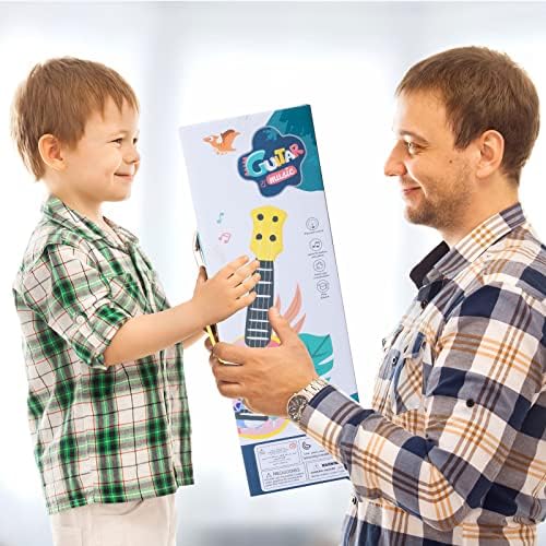 YOLOPLUS+ Kids Guitar Toy17 inch Ukulele Guitar Four Strings Mini Guitar Classical Musical Instrument for Toddler Baby Boys Girls Early Educational Learning, Wooden Color 7 51rGmn6KXTL. AC