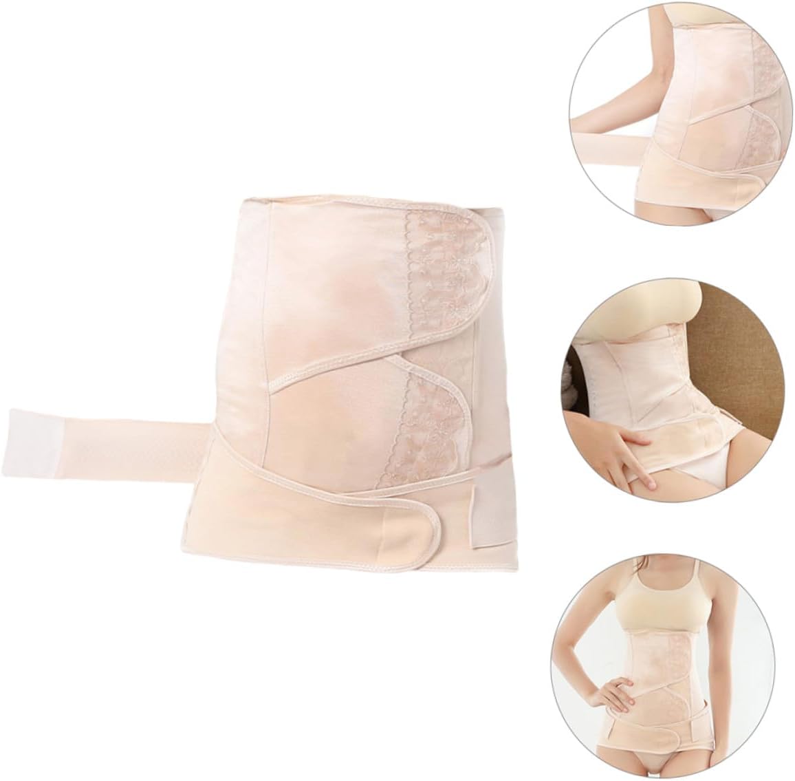 ARTIBETTER Postnatal Belly Corset Waist Trainer with Elastic Lace Pelvis Belt for Women Maternity Support, Medium Size, Suitable for Cesarean and Natural Birth Beige