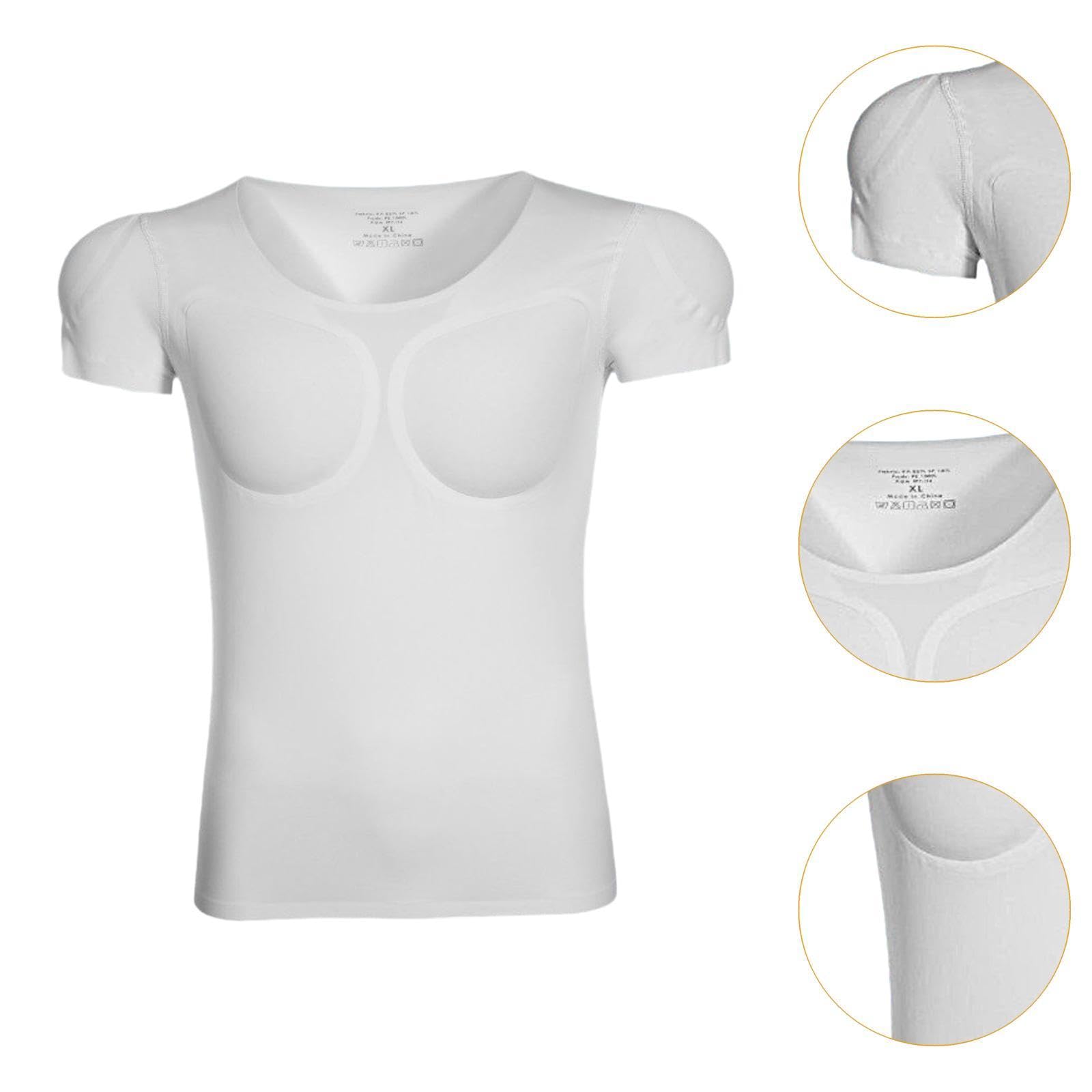 Milageto Camiseta con músculos falsos para hombre, divertida camiseta con músculos acolchados para interiores y exteriores, Mangas Cortas, S