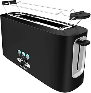Cecotec Grille-pain Toast&Taste 10000 Extra. 980 W, Plastique avec 1 fente extra-large. 3 Fonctions, 6 Niveaux de grillage