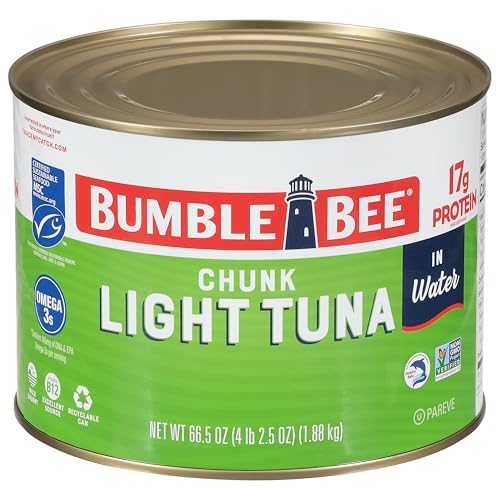 Image of Bumble Bee Chunk Light Tuna in Water, 66.5 oz Bulk Food Service Can - Wild Caught Skipjack Tuna - 17g Protein Per Serving - MSC Certified Sustainable Seafood, Non-GMO, Gluten Free, Kosher