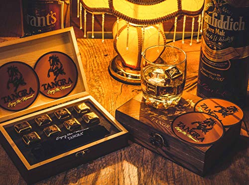 Whiskey Stainless Steel Stones Gift Set Of 8 Golden Ice Cubes. Reusable Chilling Rocks In Wooden Box Ideas For Men Dad Groomsman Husband Wedding Father's Day Birthday Anniversary By Tangra #TOP2