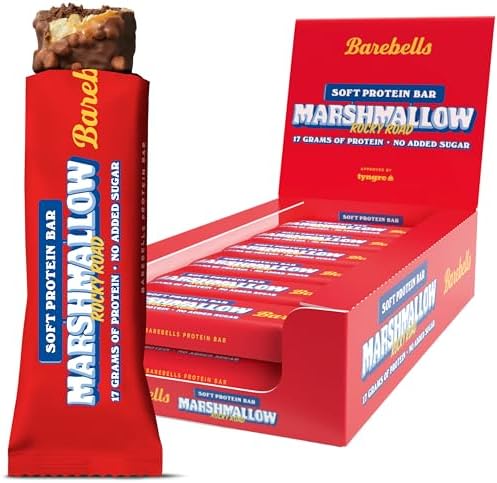 Barebells Soft Protein Bars Rocky Road - 12 Count, 1.9oz Bars - Protein Snacks with 16g of High Protein - Chocolate Protein Bar with 2g of Total Sugars - Soft Protein Snack & Breakfast Bars