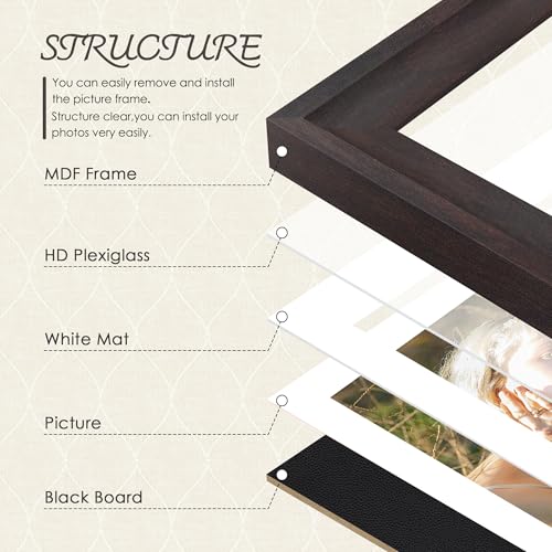 Image of DUENPY 8.5x11 Picture Frame 5x7 Collage Picture Frame Displays Double 5x7 inch Photos or 8.5x11 Certificate (Without Mat) Wall Decor or Tabletop Walnut