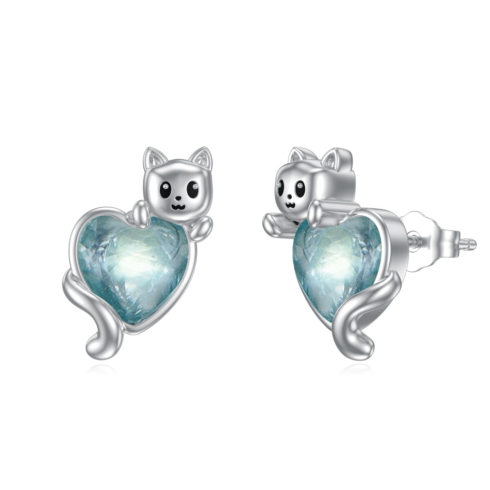 Boucles d'oreilles chaton argent 925 hypoallergénique anti-allonge - 7