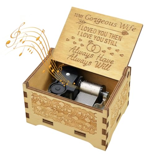 Sooye Hand Crank Music Box for Wife Unique Gifts for Wife, Play The Tune You are My Sunshine Vintage Engraving Wood Music Box
