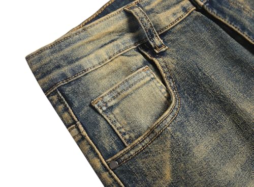 Image of QIMYUM Men's Wide-Leg Baggy Flex Jeans Relaxed Loose Fit Long Denim Pants