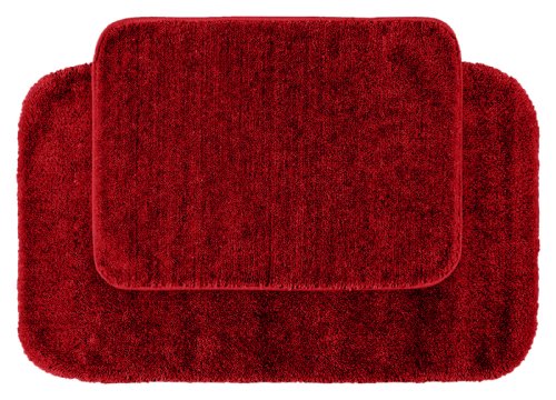 Garland Rug 2-Piece Traditional Nylon Washable Bathroom Rug Set, Chili Pepper Red