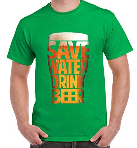 Save Water Drink Bière Boisson T-Shirt Homme, vert une, L