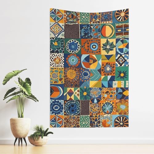 Tapisserie murale patchwork africain 152x101 cm en velours