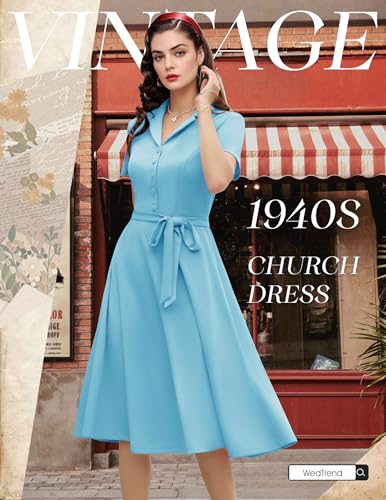 Image of Wedtrend Women's Vintage Tea Dress, Short Sleeve Cocktail Party Dress Work Church Casual Dress