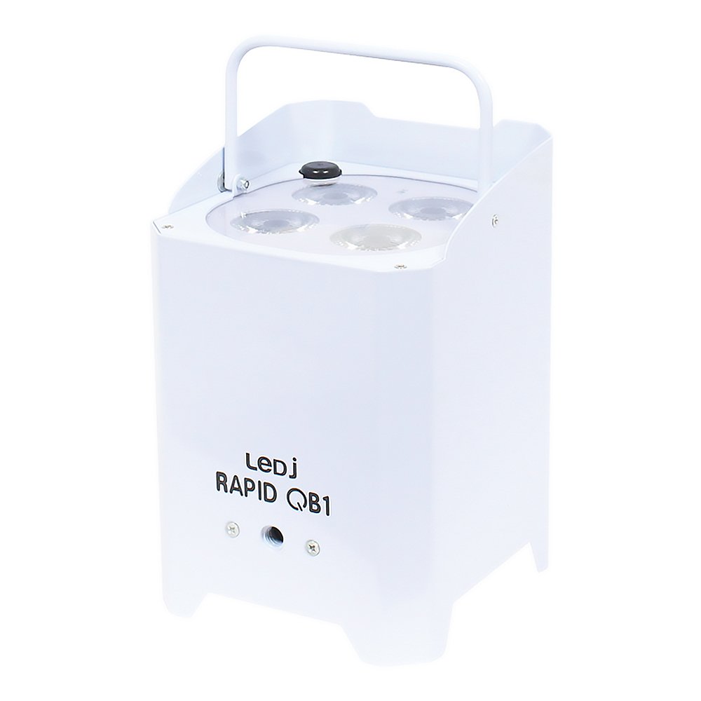 LEDJ QB1 RGBW - Juego de 4 bombillas LED inalámbricas DMX con carcasa blanca (incluye 1 bolsa)