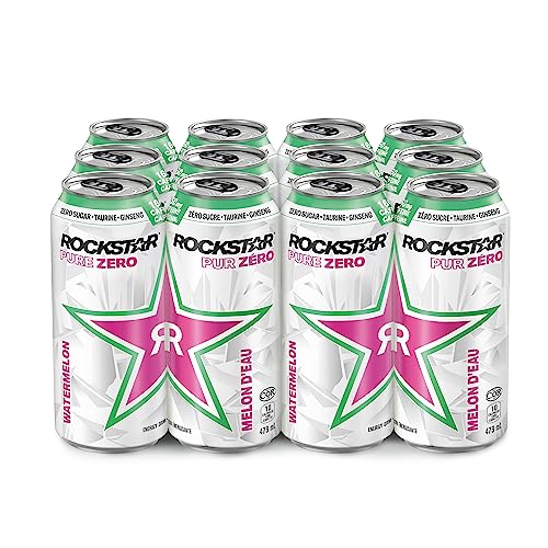 Rockstar Energy Drink, Pure Zero Watermelon, 473ml cans, 12 pack