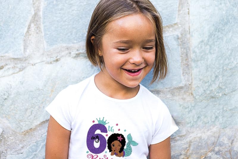 6th Birthday Shirt for Girls, Dress T Shirt for Girls 6 Year Old Gift Outfit Decoration Mermaid Birthday Clothes Style C White4