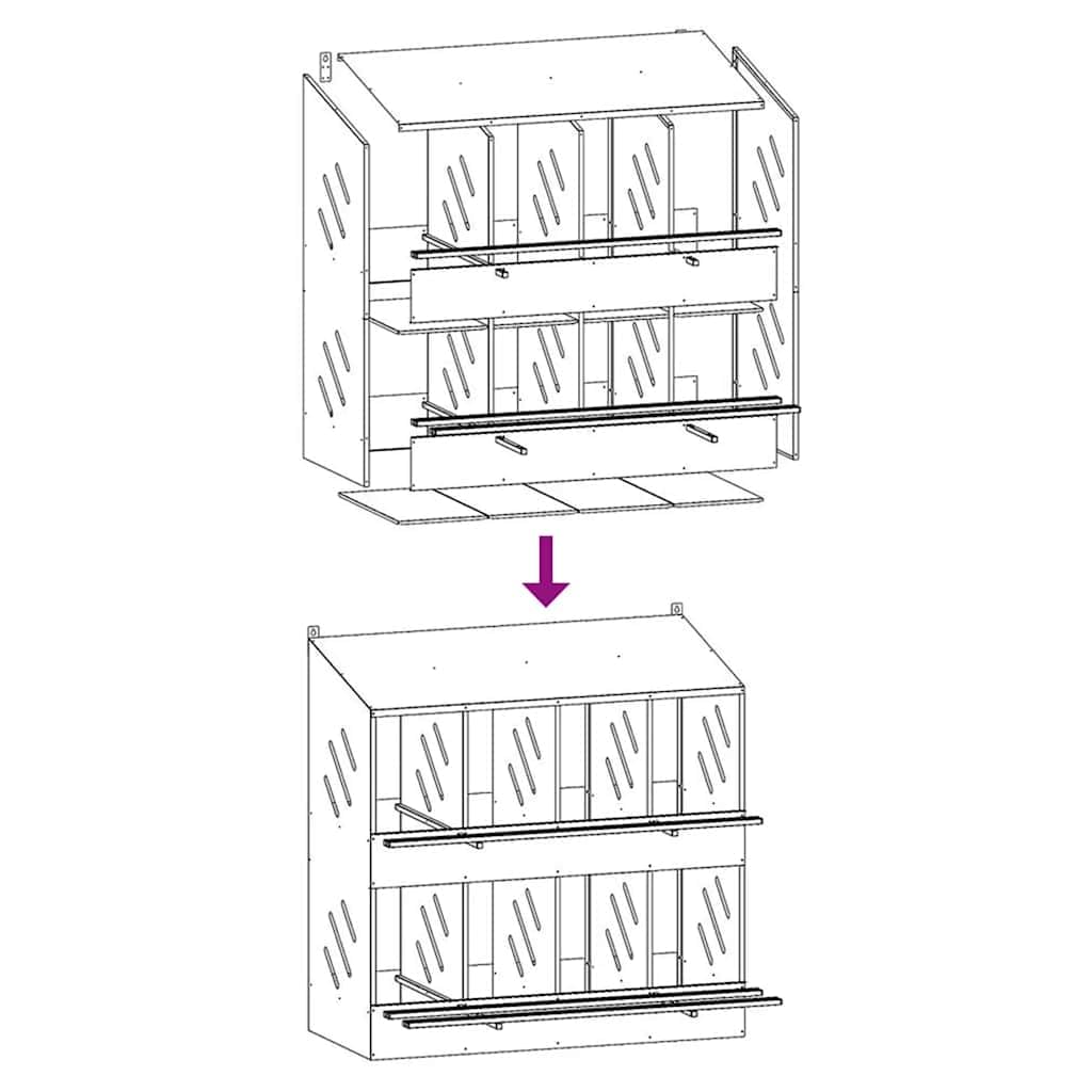 vidaXL Nido para Gallinas con 8 Compartimentos Plateado Galvanizado - Caja para Gallinas Ponedoras