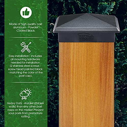 3.5" x 3.5" Heavy Duty Aluminium Pyramid Post Cap for True/Actual 3.5" x 3.5" Wood Posts - Black (Works ONLY with Actual 3.5" x 3.5" Posts. Will NOT Work with Actual 4" x 4" Posts)