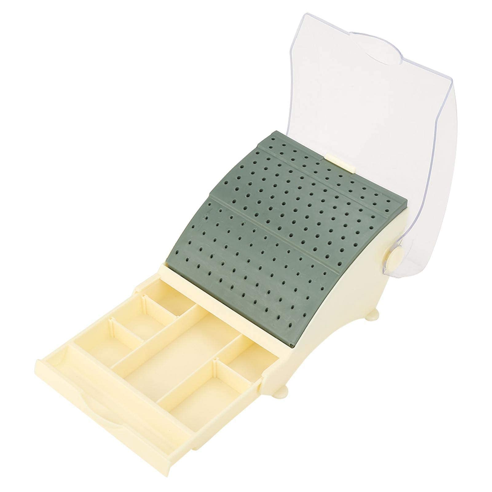 Jeanoko Caja de desinfección de caja de soporte de fresa dental de 142 agujeros caja de esterilizador de autoclave con cajón extraíble para sujetar fresas dentales