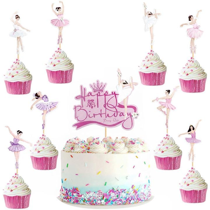 Disnace Set de Décoration de Gâteau Ballerine, 24 Pièces Ballet Fille Figurines Danseur,...