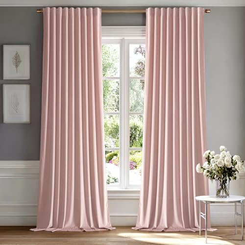 MIULEE Light Pink Velvet Curtains 84 inches - Luxury Blackout Curtains for Bedroom Living Room Thermal Insulated Super Soft Window Drapes Rod Pocket & Back Tab W52 x L84 inches 2 Panels