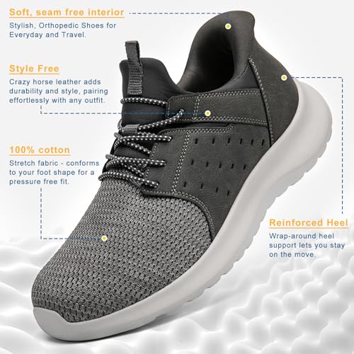 Image of Hands Free Slip On Shoes for Men Walking Casual Sneaker Arch Support Memory Foam Mesh Light Cushioning Fashion Breathable Stylish Black White Tan Grey
