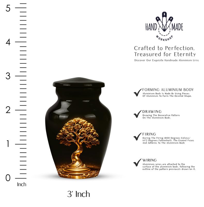 Yatskia Tree of Life Mini Keepsake Urn - Small Metal Urn for Human Ashes (Size - 3inch, 1 pcs)