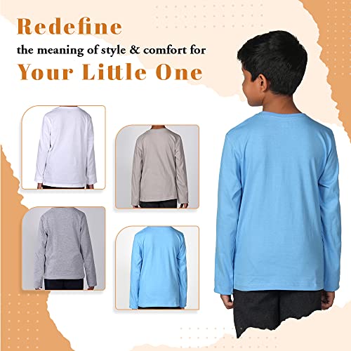 Image of YUV Kids Boys Printed Multicolor 100% Cotton Full Sleeve T Shirt for Kids Super Soft Breathable Lightweight Gifts for Kids | 7 to 12 Years, Pack of 4