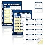 3 Pack of 1500 Visitor Badges Registry Log with Carbonless Copy 2-Part Letter Size Visitor Log Book Spiral-Bound Self Visitor Badges Guest Register Book for Business or School (3)