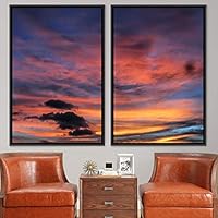 2 Piece Framed Canvas Wall Art Colorful Sky Canvas Prints Home Artwork Decoration for Living Room,Bedroom - 16