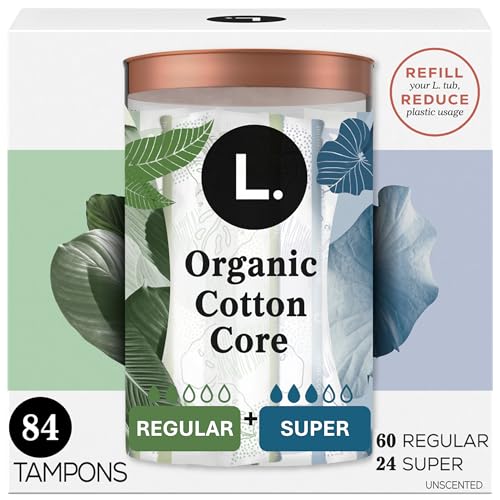 L. Cotton Tampons Regular/Super Absorbency Multipack, Free from Chlorine Bleaching, Pesticides,...