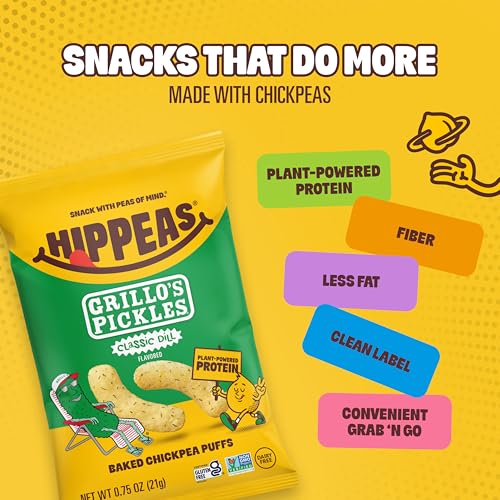Hippeas Grillo's Dill Pickle, 0.75 Ounce (Pack of 18), 3g Protein, Fiber, Vegan, Gluten-Free, Crunchy, Plant Protein Snacks - image 4