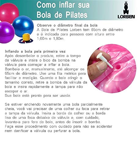 Bola para Pilates exercícios 65cm suporta até 150kg GT351-PU Roxo - Lorben