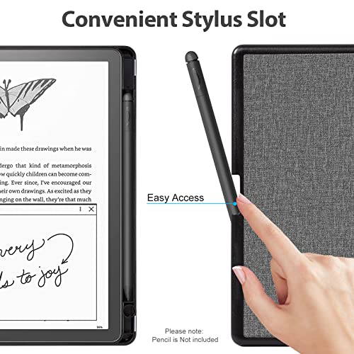 Image of CoBak Case for Kindle Scribe - All New PU Leather Cover with Auto Sleep Wake Feature for Kindle Scribe 10.2 inch 2022 & 2024 Released with Pen Holder,Gray