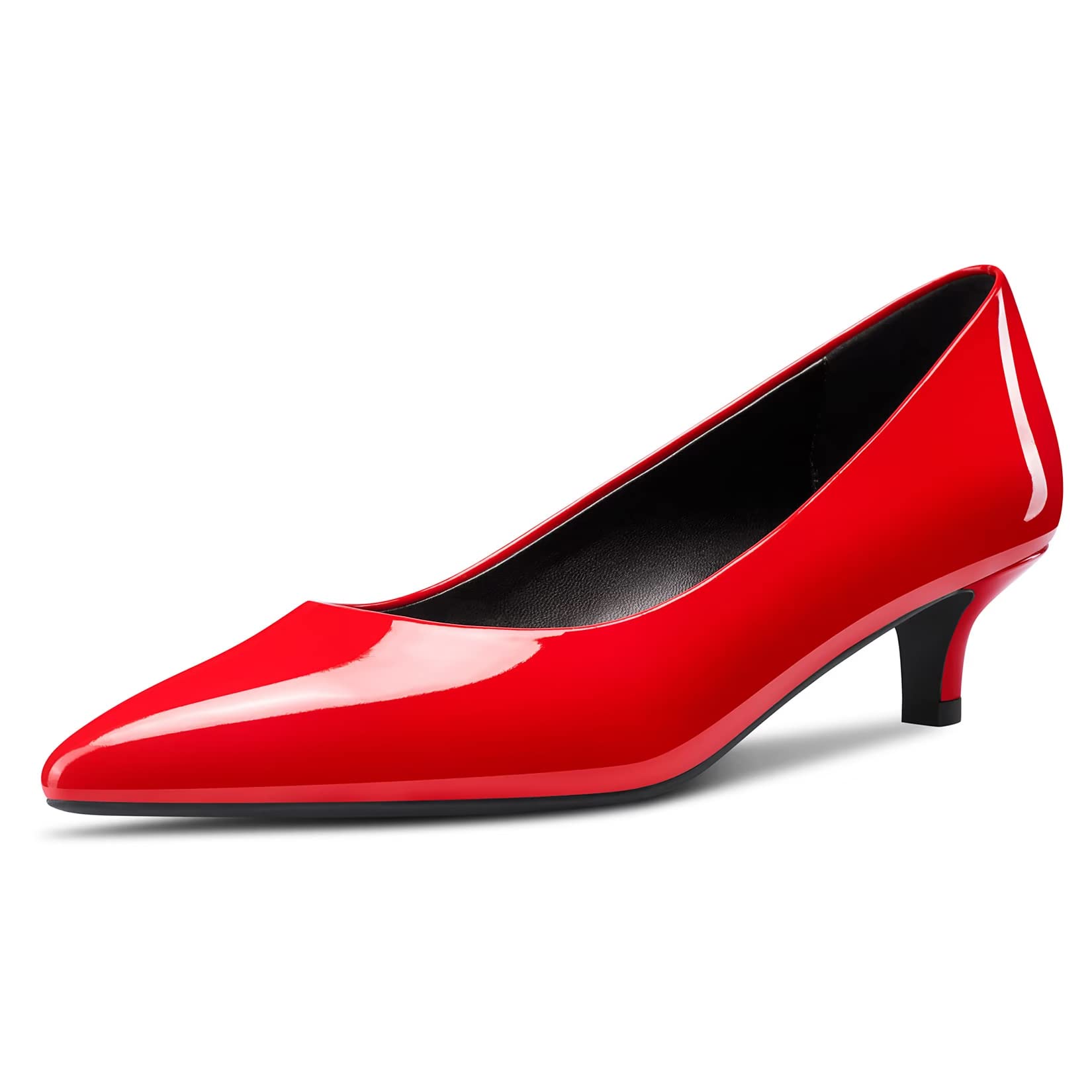 NobleOnly Mujer Gatito Bajos Heel Puntiaguada Punta Pumps Slip-on de Boda Oficina 3.5 CM Heels Zapatos