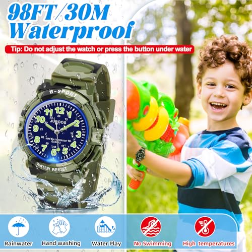 Image of Juboos Kids Watch Analog for Boys Girls, Childrens Waterproof Soft Strap Kids Time Teaching Quartz Wristwatch for Ages 5-15