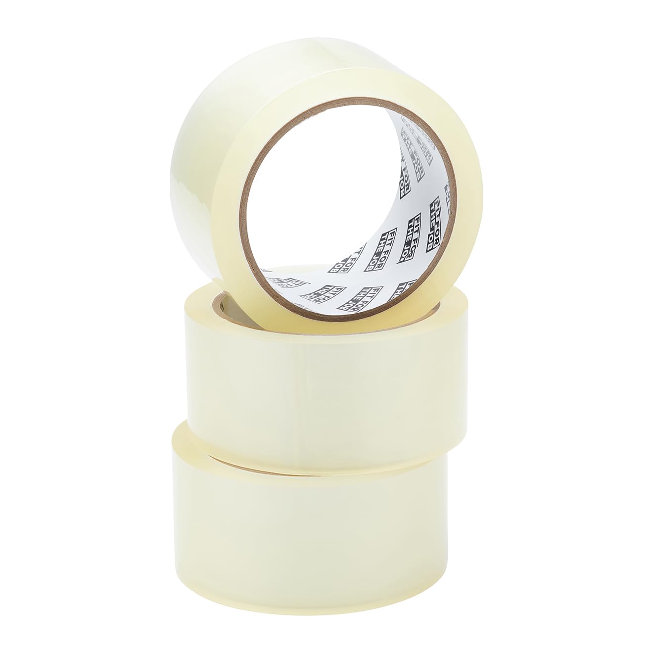 Fit For The Job Parcel Tape - Heavy-Duty Clear Tape for Packing Boxes, 48mm x 66m, 3 Rolls - Low Noise General Purpose Packing, Secure Sticky Seal, Perfect for Moving House