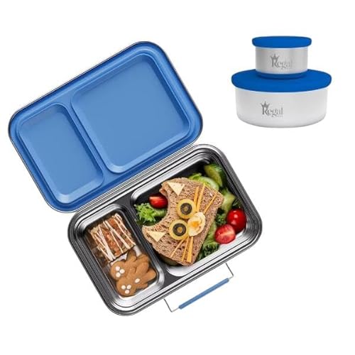 REGAL BY ABIR Kids Bento Box – Leak-Proof Stainless Steel Lunch Box with Sauce Cup & BPA-Free Insulated Food Jar – Ideal for School