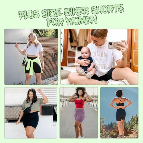 QGGQDD 3 Pack Plus Size Biker Shorts for Women – 8" High Waisted Black Shorts for Yoga Workout (2X 3X 4X)3
