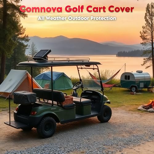Comnova Golf Cart Cover 4 Passenger - 600D Waterproof Golf Carts Enclosure with Zipper, Windproof & UV Resistant, Outdoor Golf Cart Cover Universal Fit EZGO, Club Car, Yamaha up to 112"L x 48"W x 66"H - image 8
