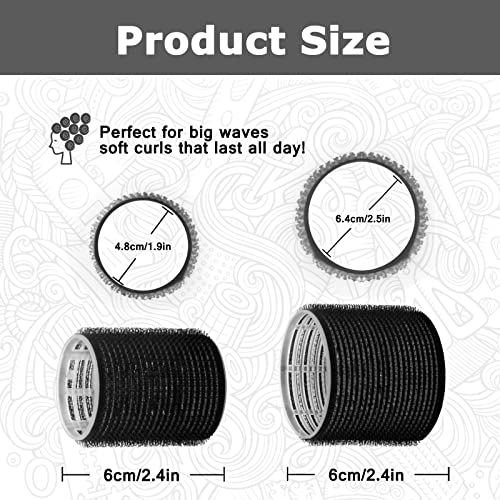 Self Grip Hair Roller Set,Hair Roller Set 16 Pcs,Heatless Hair Curlers,Hair Rollers For Long Hair,Medium And Short Hair,Hair Rollers With Hair Roller Clips And Comb,Salon Hairdressing Curlers,Diy Hair Styles, Sungenol 2 Sizes Black Hair Rollers In 1 Set #TOP1