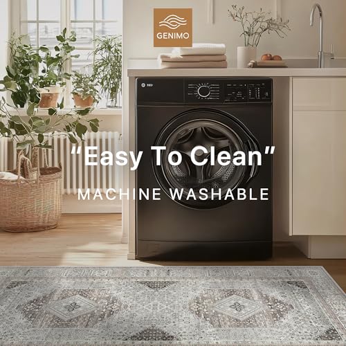 GENIMO 2x10 Non Slip Hallway Runner Rug, Machine Washable, Thin & Low Pile Lightweight for Kitchen, Laundry, Entryway, Bedroom & Living Room